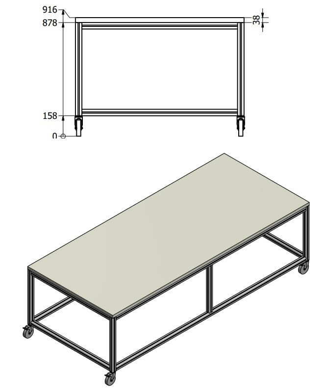 Pracovný stôl výška 1153 mm